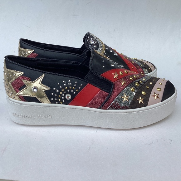 MICHAEL KORS Trent Embellished Mettallic Loafers  Size 5.5 - Picture 1 of 6